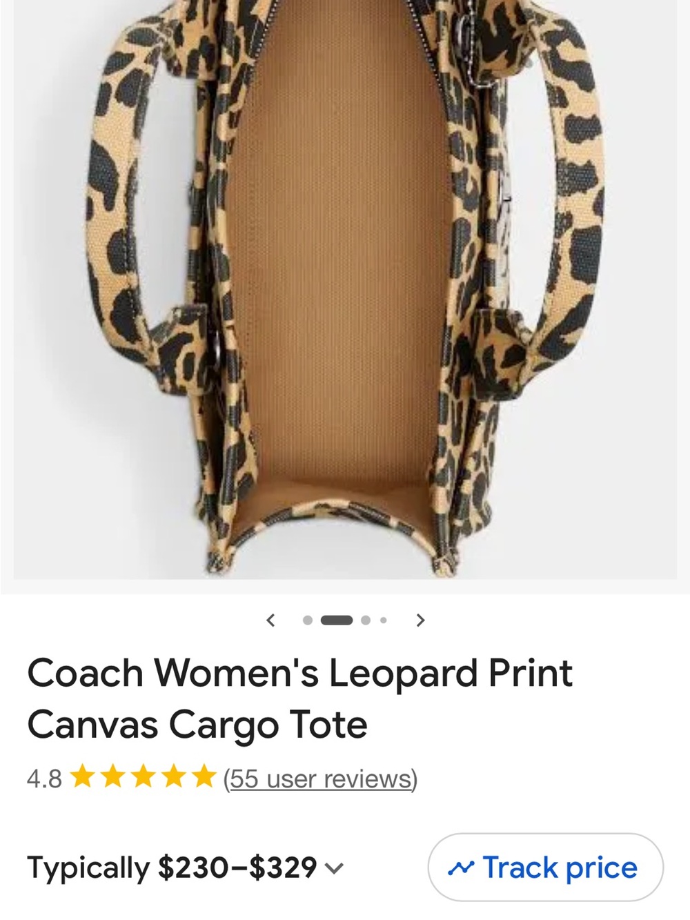 Coach Leopard Print Cargo Tote in Black & Tan with Embroidered Logo - Picture 10 of 10